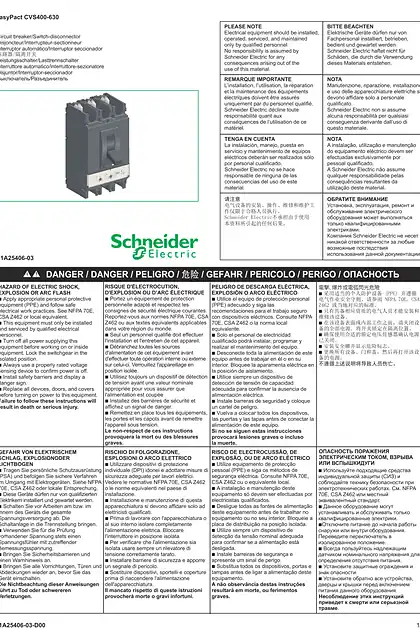 schneider施耐德Instruction sheet of EasyPact CVS400-630 & Acc